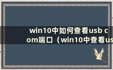 win10中如何查看usb com端口（win10中查看usb端口号）